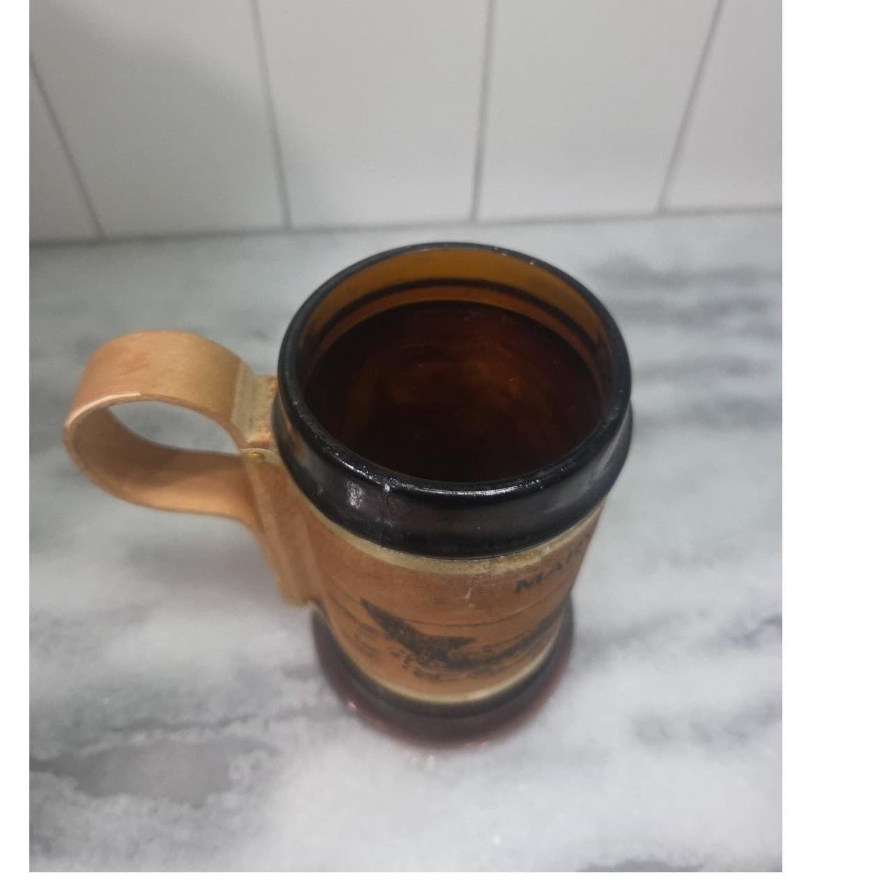 Marvelous Minnesota "Big Ones" Amber Glass Mug, Wood Wrapped Handle, Drinkware - Thumbnail 8