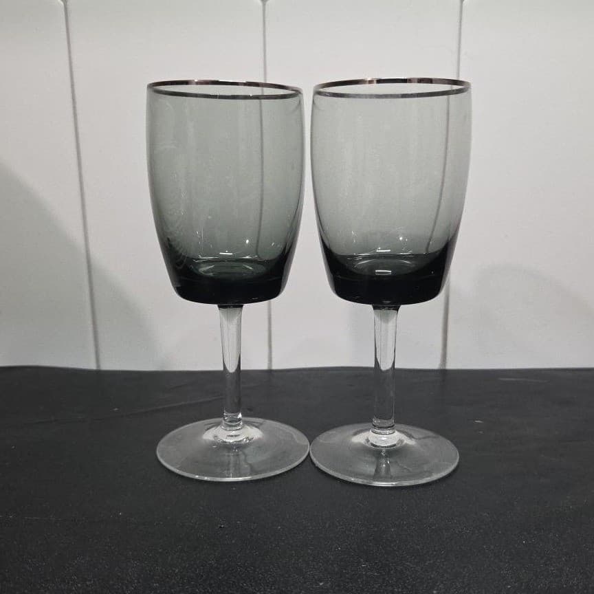 Gorham Midnight Mist Smoke Water Goblets, Set of 2, Replacement Crystal Glasses - Thumbnail 2