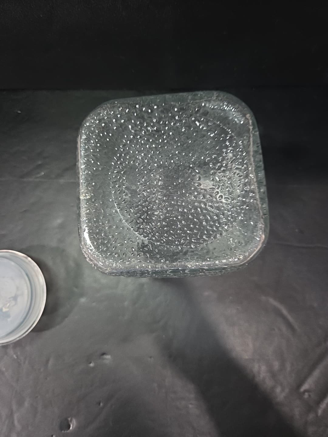 AHSG CO Pressed Diamond Glass Jar, Vintage 9" Canister, Waffle Design Apothecary - Thumbnail 7