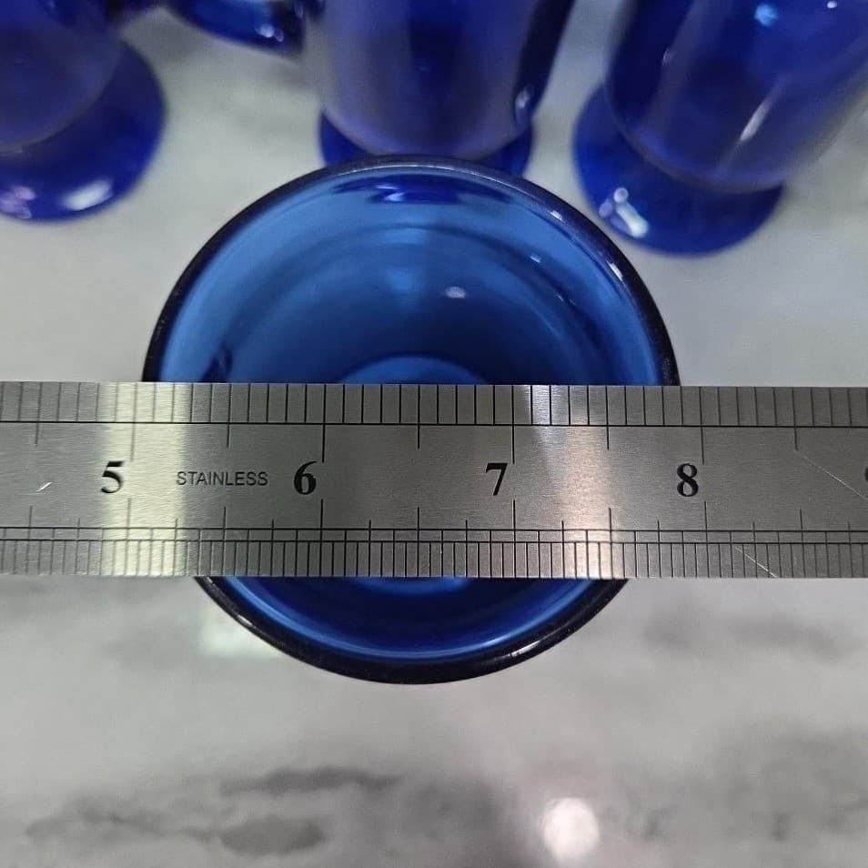 Anchor Hocking Cobalt Blue Irish Coffee Mugs, Set of 4, Vintage Pedestal Glasses - Thumbnail 10
