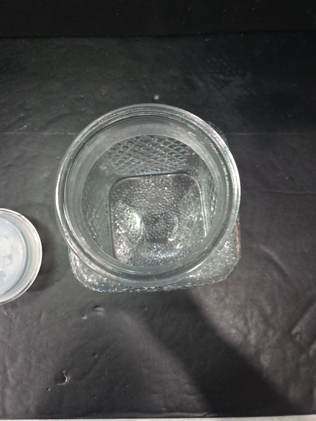 AHSG CO Pressed Diamond Glass Jar, Vintage 9" Canister, Waffle Design Apothecary - Thumbnail 6