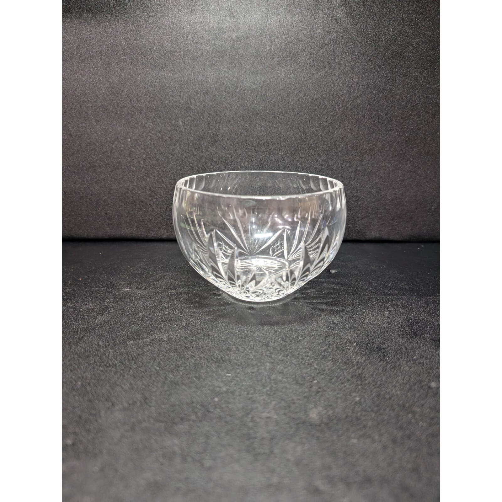 Diamond Fan Pattern Cut Crystal Bowl, Scalloped Edge, 4.5" Diameter Decor Accent - Thumbnail 3