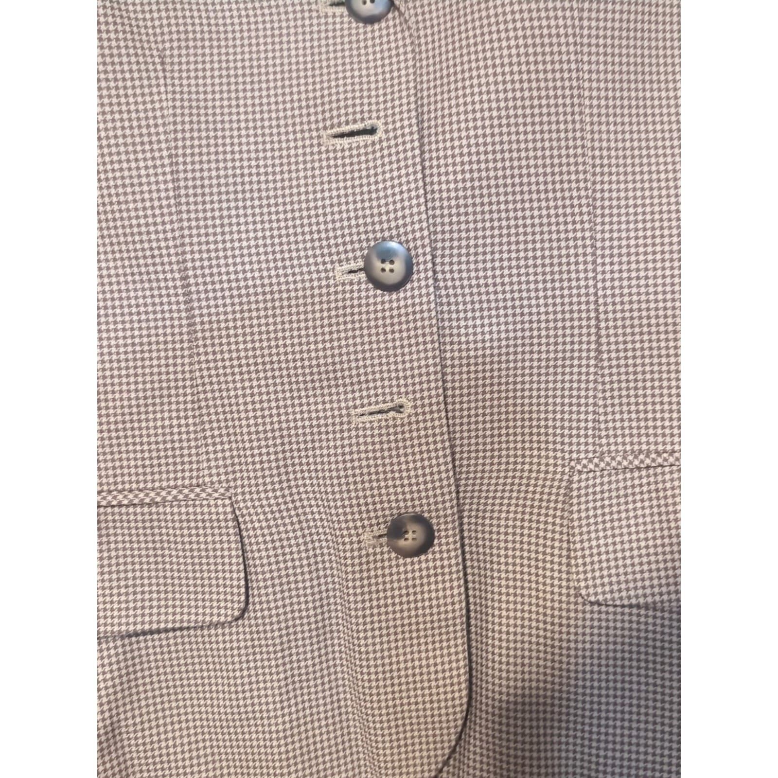 Chaus Brown Houndstooth Blazer, Women's Size 6 Coat, 3-Button Tailored Jacket - Thumbnail 8
