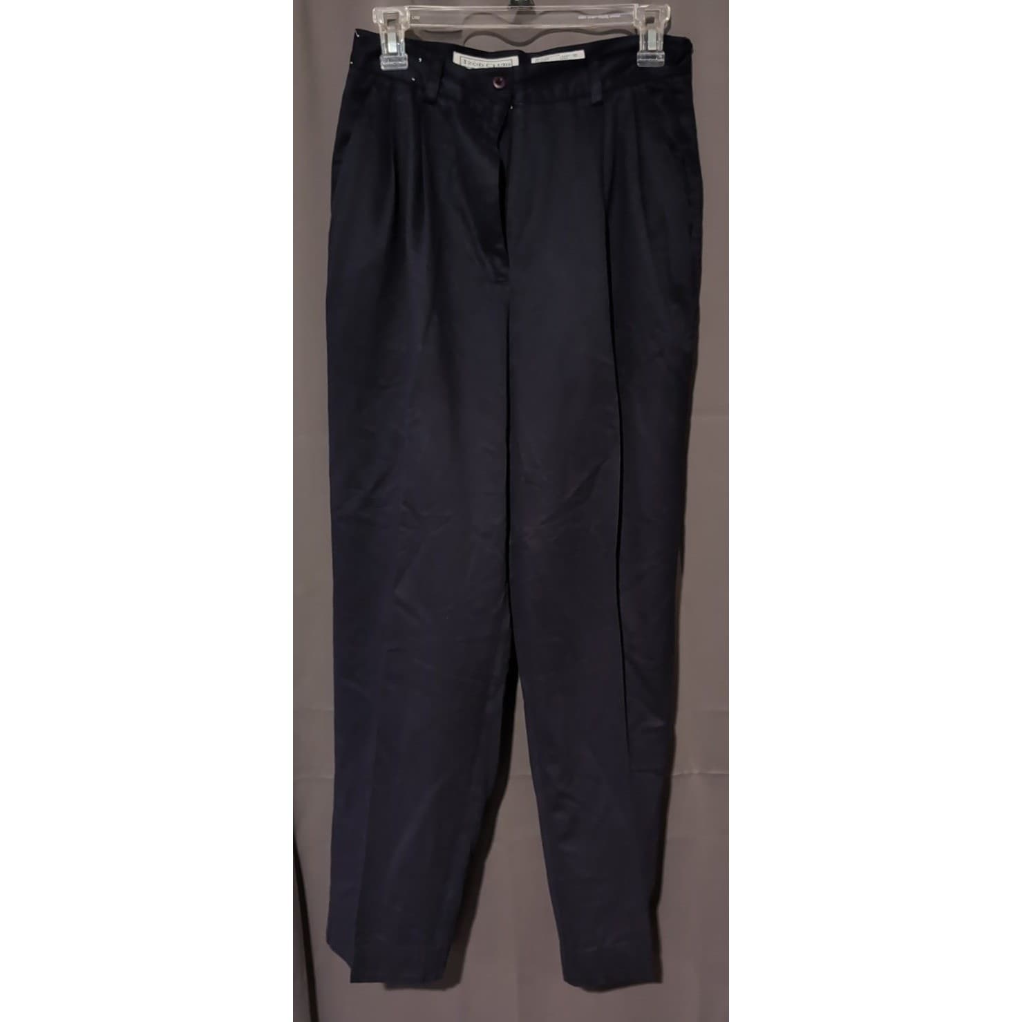 Izod Club Navy Blue Double Pleated High Rise Trousers, Women's Size 10 Pants - Thumbnail 3