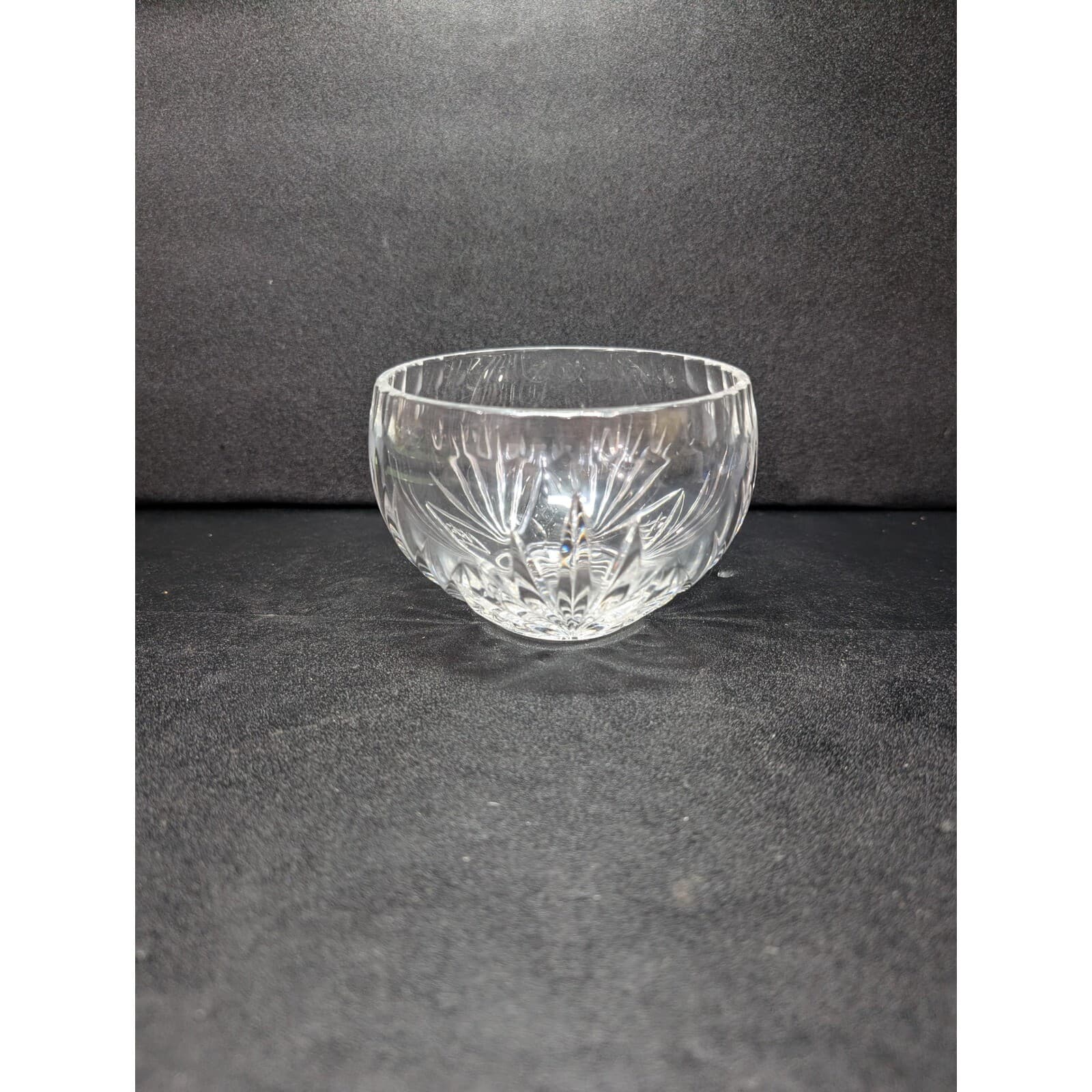 Diamond Fan Pattern Cut Crystal Bowl, Scalloped Edge, 4.5" Diameter Decor Accent - Thumbnail 2