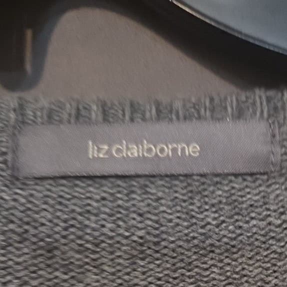 Liz Claiborne Gray Floral Embroidered Button Front Cardigan Women's Small Jacket - Thumbnail 5