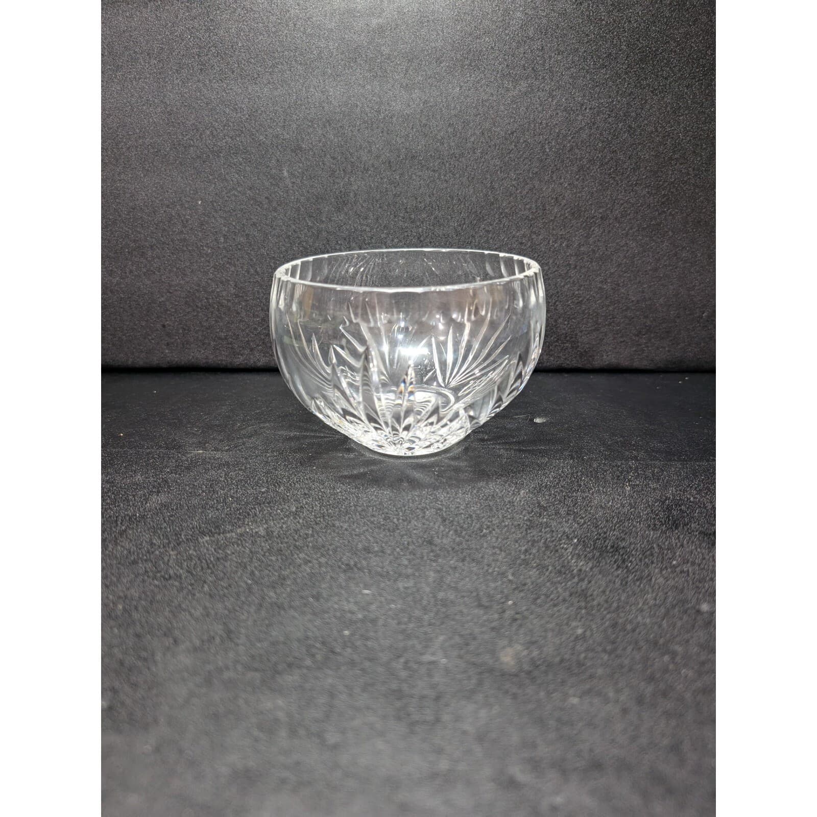 Diamond Fan Pattern Cut Crystal Bowl, Scalloped Edge, 4.5" Diameter Decor Accent - Thumbnail 4