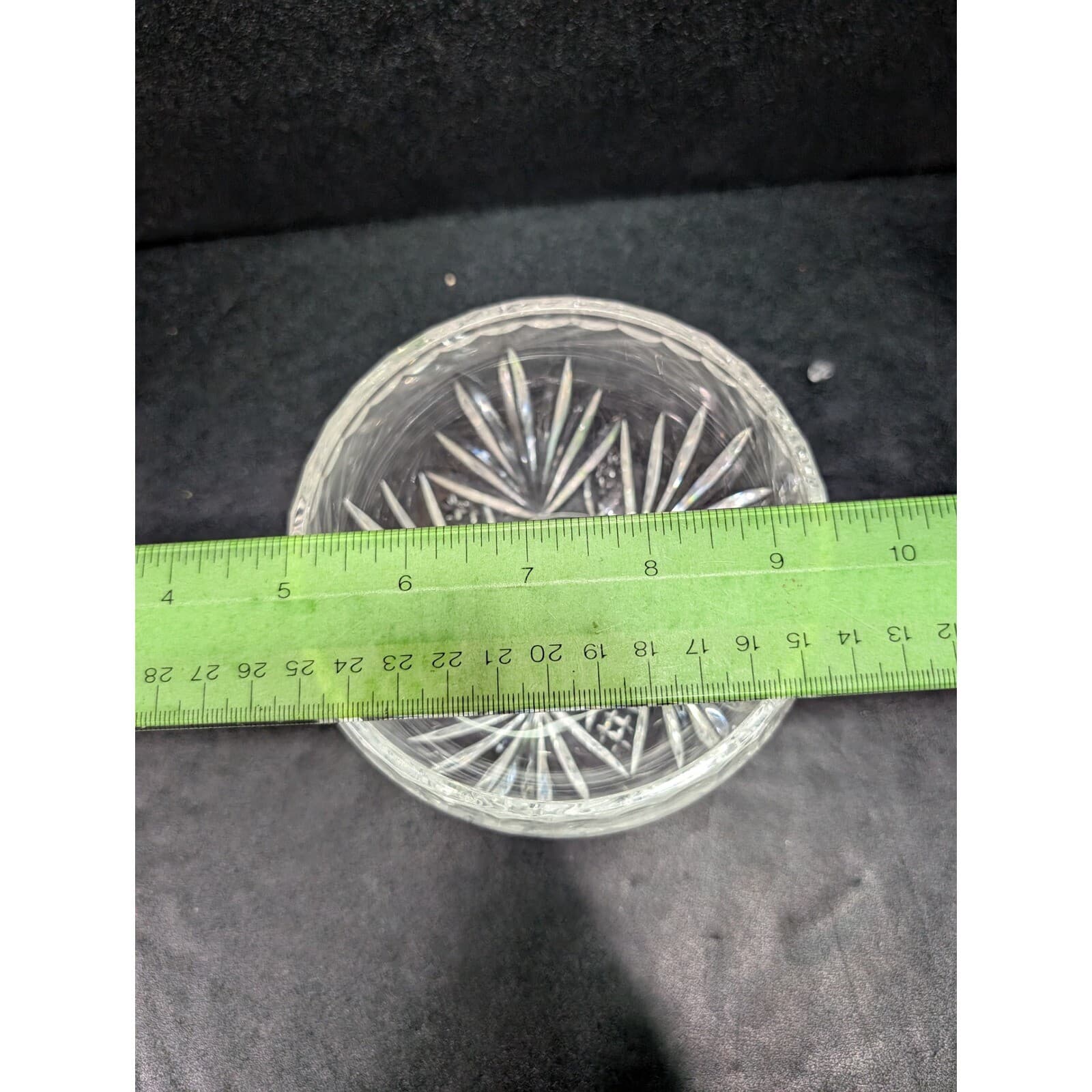 Diamond Fan Pattern Cut Crystal Bowl, Scalloped Edge, 4.5" Diameter Decor Accent - Thumbnail 9