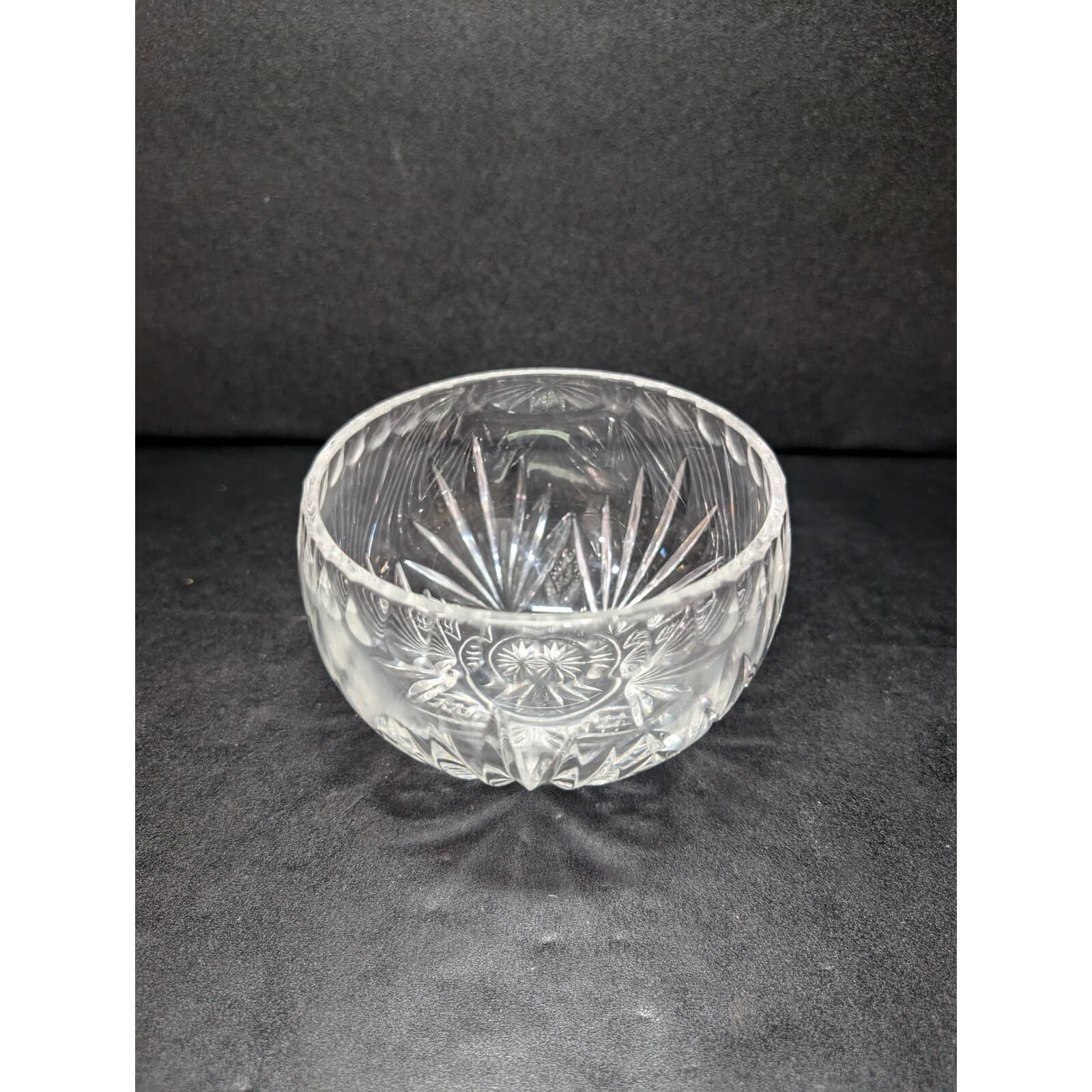 Diamond Fan Pattern Cut Crystal Bowl, Scalloped Edge, 4.5" Diameter Decor Accent - Thumbnail 6