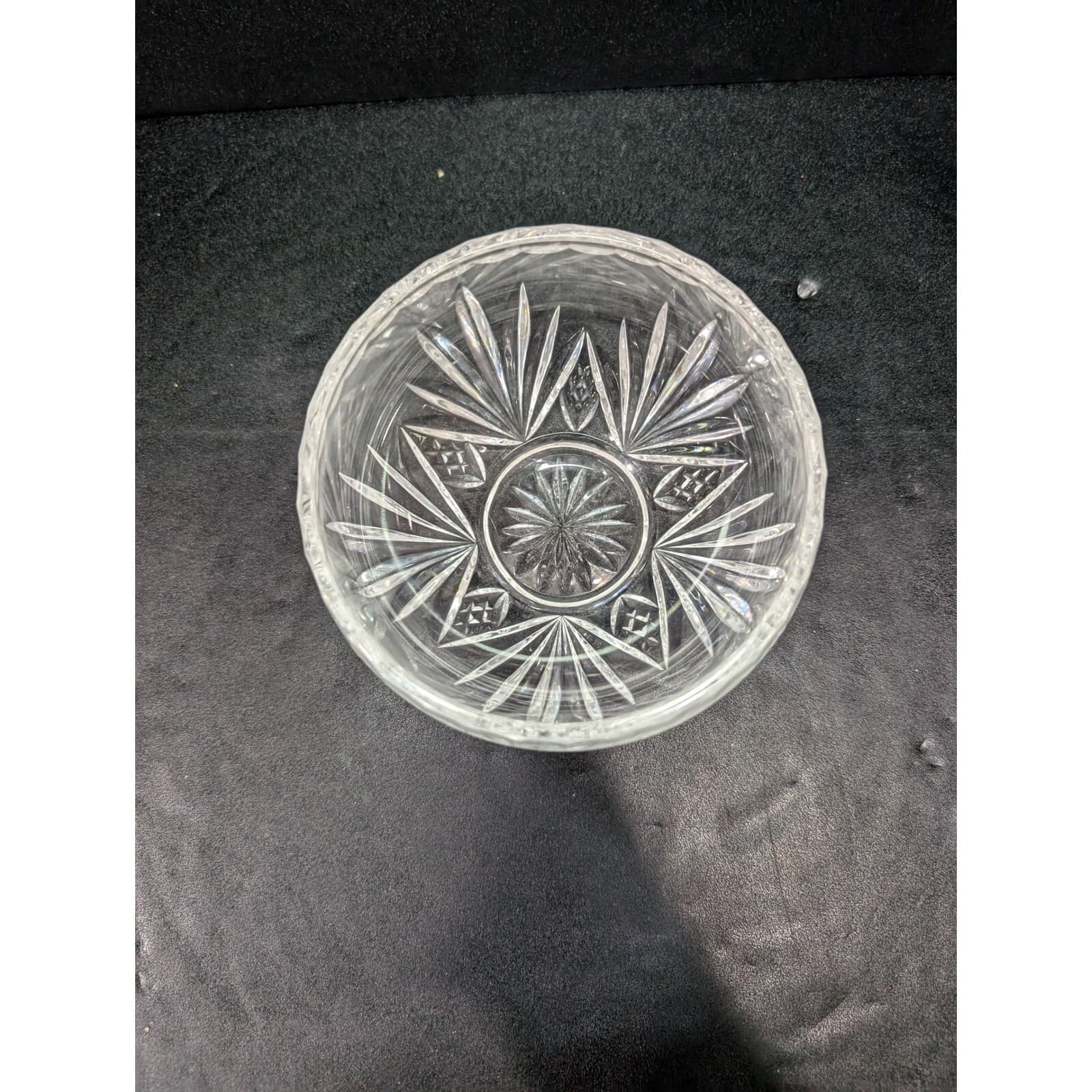 Diamond Fan Pattern Cut Crystal Bowl, Scalloped Edge, 4.5" Diameter Decor Accent - Thumbnail 5