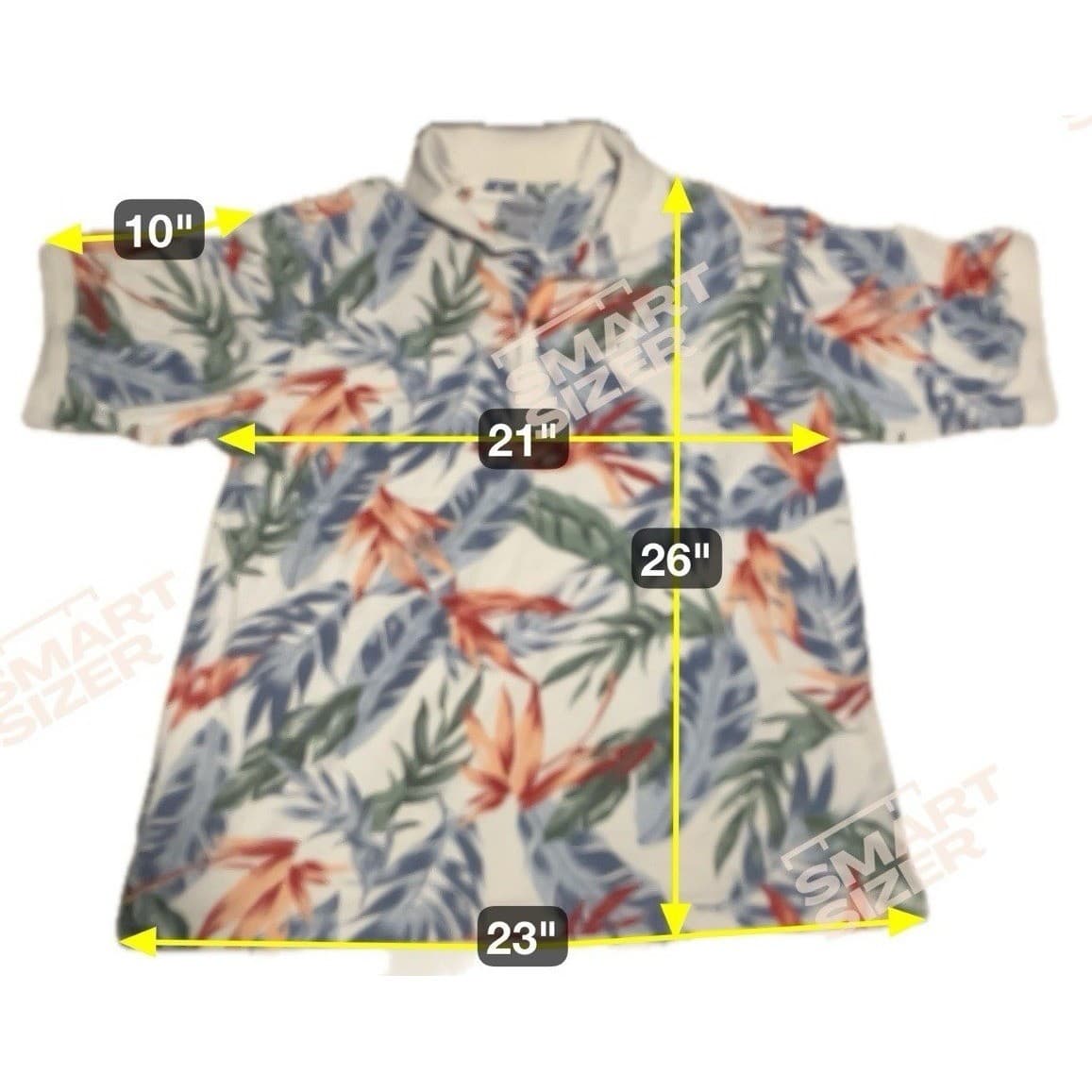 Windham Pointe Tropical Bird of Paradise Floral Polo, White Blue Shirt, Men's S - Thumbnail 2