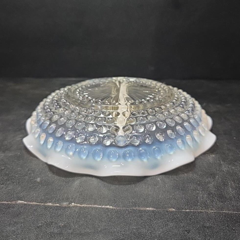Anchor Hocking Moonstone Divided Dish, Vintage Clear to White Hobnail Bowl Decor - Thumbnail 10