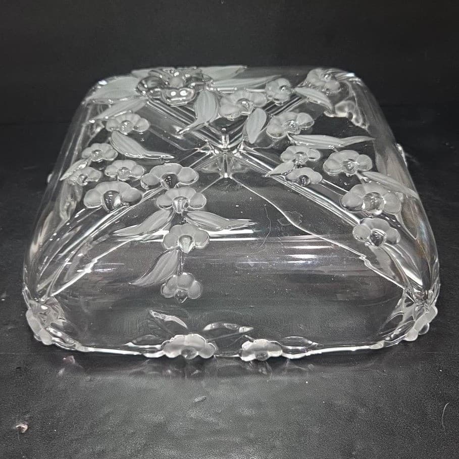 Mikasa Crystal Clear Four Bay Divided Dish, Vtg Floral Pattern Serving Platter - Thumbnail 7