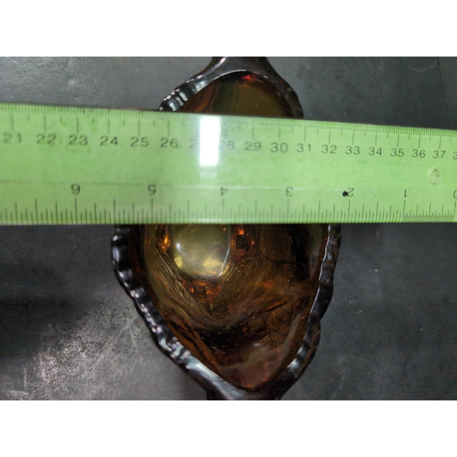 Tiara Glass 'Burnt Honey' Amber Sugar Bowl with Pears, Footed Design, Vintage - Thumbnail 10