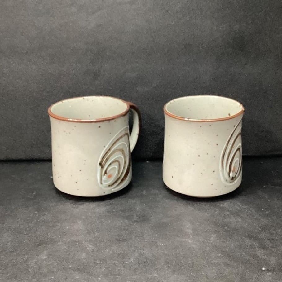 Otagiri Style Swirl Design Coffee Cup, Set of 2, Vintage Speckled Drinkware Mugs - Thumbnail 3