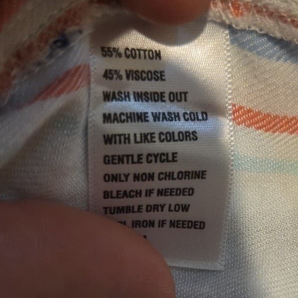 True Craft Striped Bell Sleeve Scoop Neck Blouse, Blue Orange White, Women's 0X - Thumbnail 6