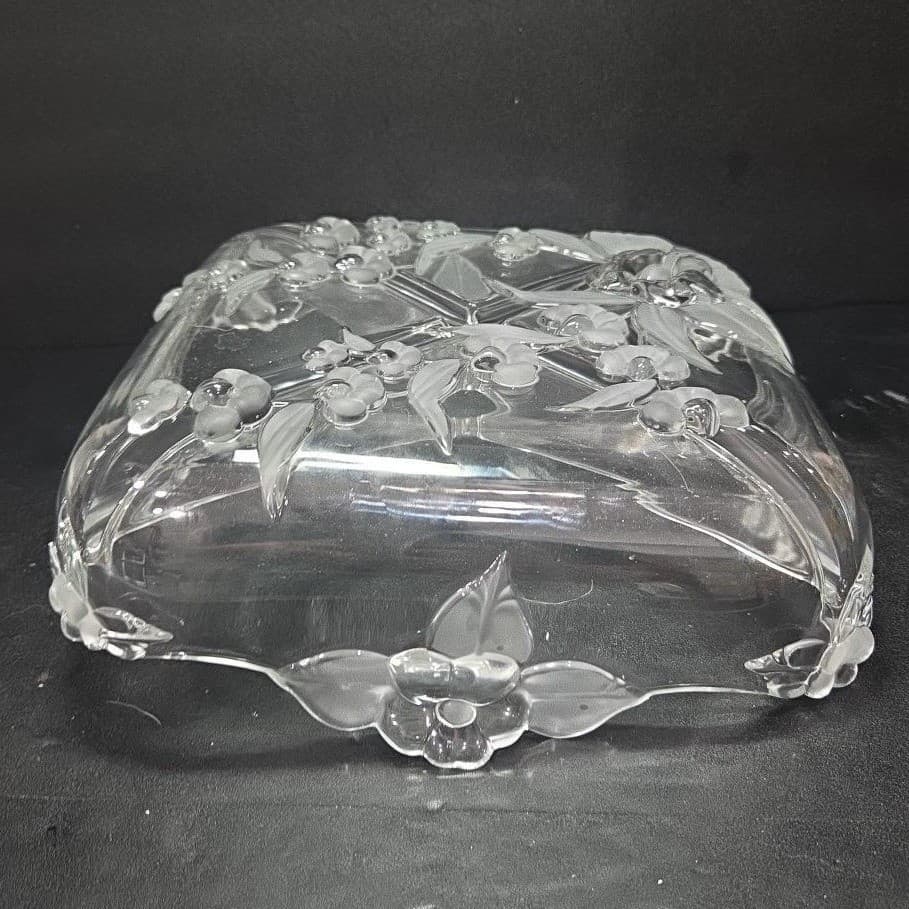 Mikasa Crystal Clear Four Bay Divided Dish, Vtg Floral Pattern Serving Platter - Thumbnail 8