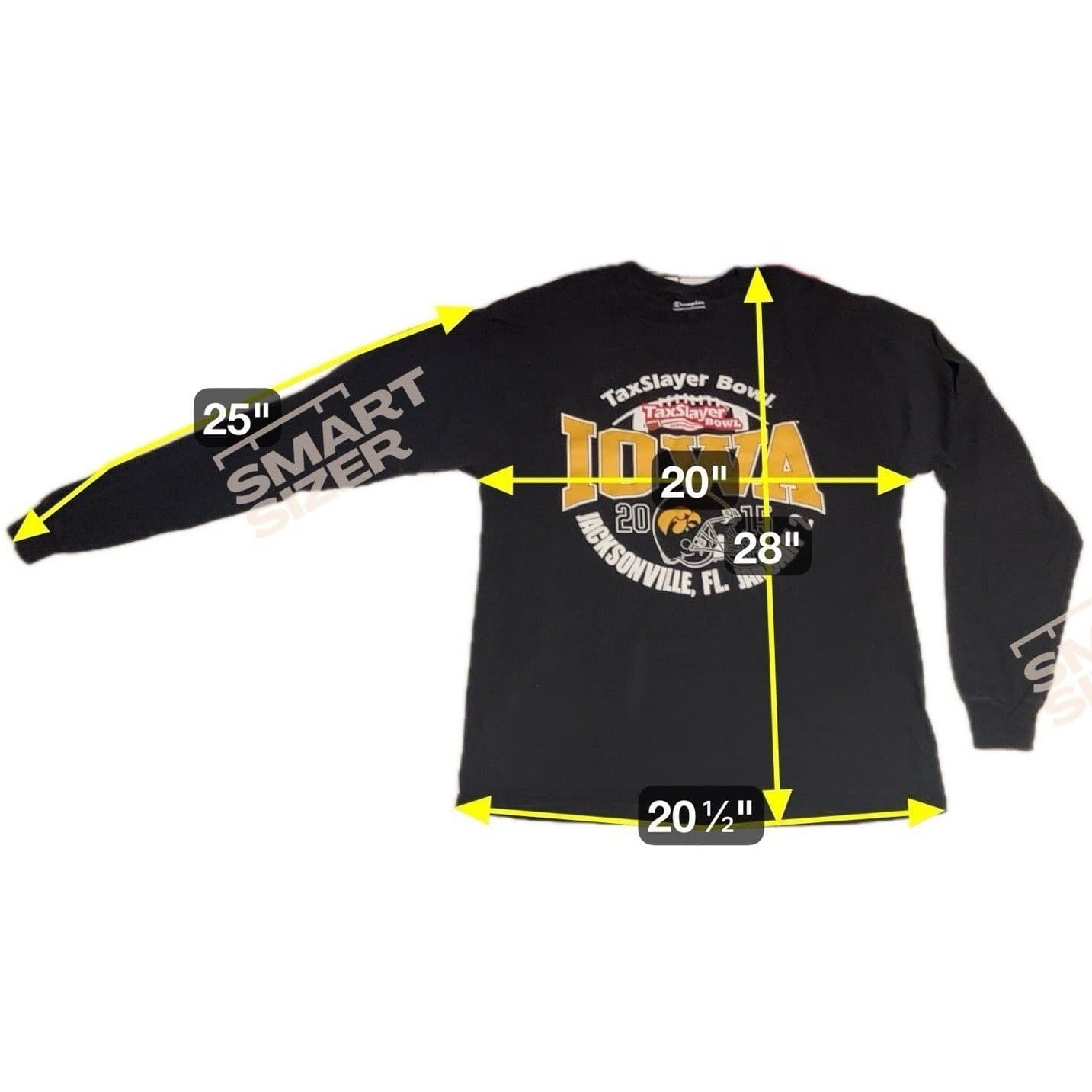Champion Iowa Hawkeyes 2015 TaxSlayer Bowl Long Sleeve Black T-Shirt Men's Large - Thumbnail 2