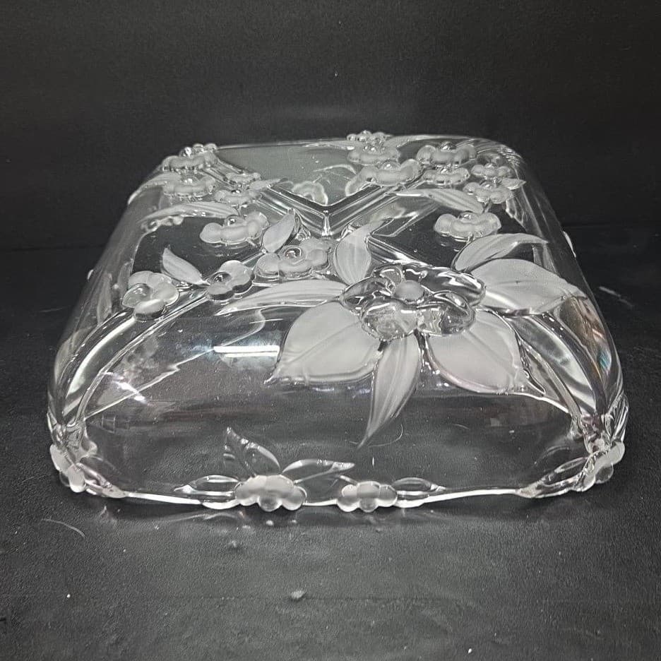 Mikasa Crystal Clear Four Bay Divided Dish, Vtg Floral Pattern Serving Platter - Thumbnail 9