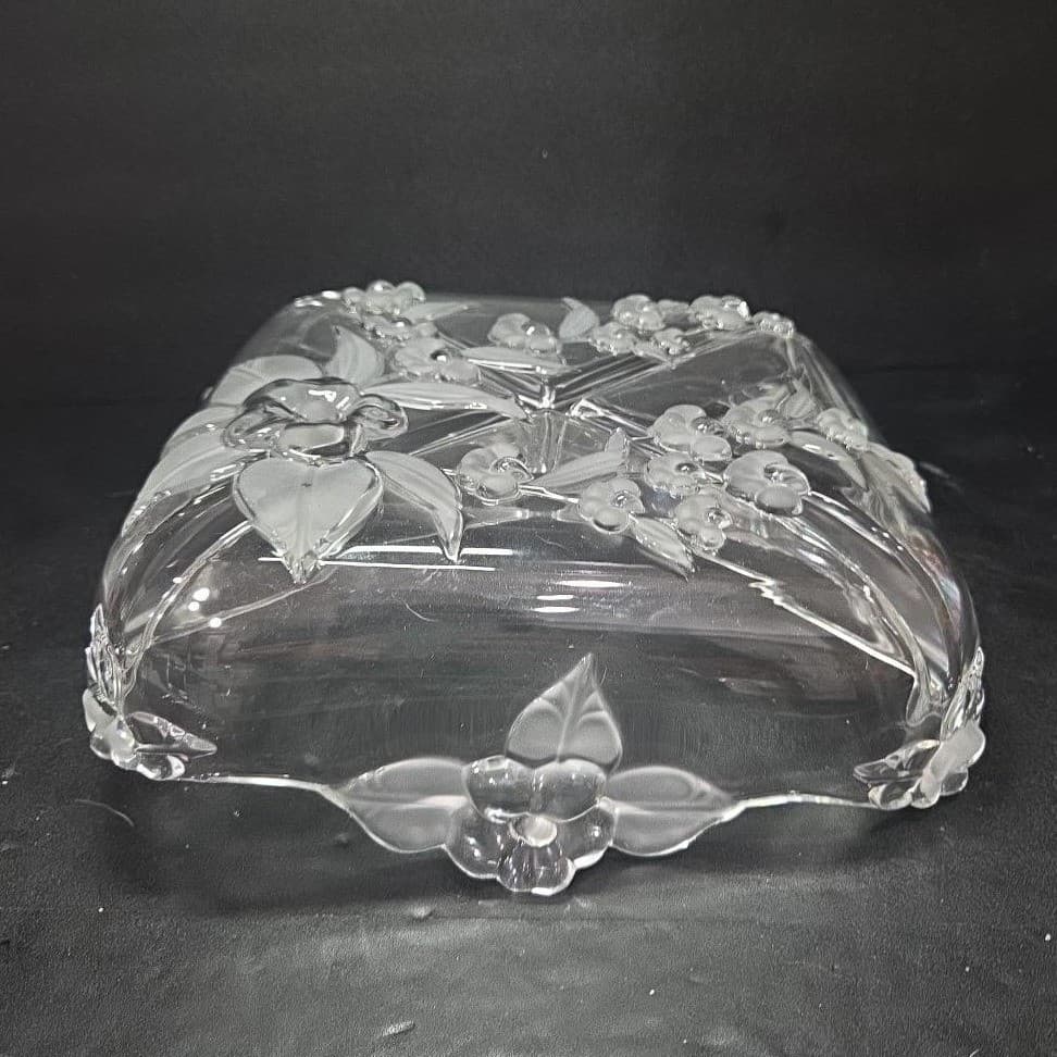 Mikasa Crystal Clear Four Bay Divided Dish, Vtg Floral Pattern Serving Platter - Thumbnail 10