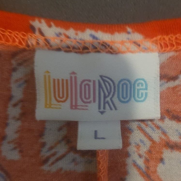 LuLaRoe Maria Maxi Dress, Orange White Geometric Diamond Tank Scoop, Women's L - Thumbnail 5