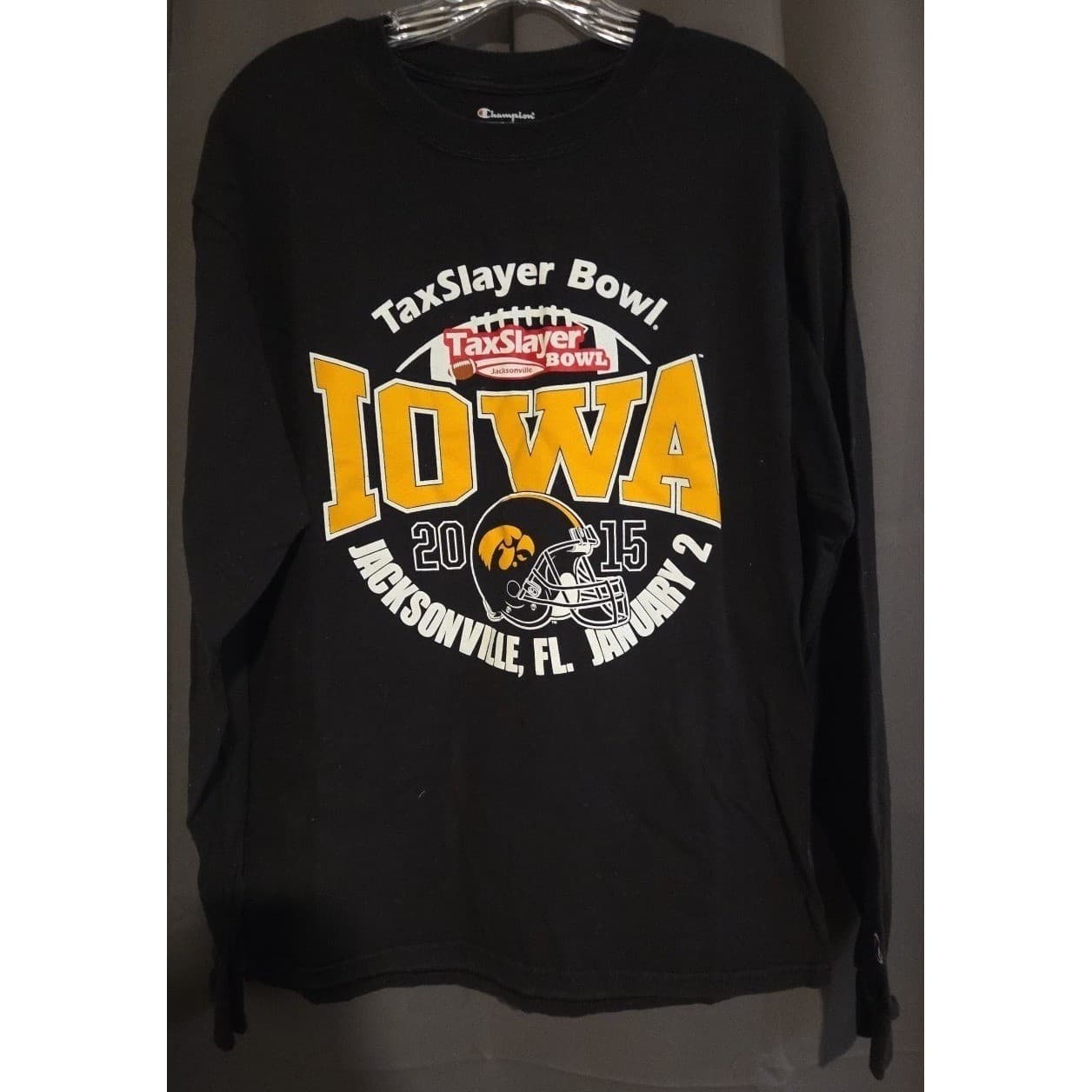 Champion Iowa Hawkeyes 2015 TaxSlayer Bowl Long Sleeve Black T-Shirt Men's Large - Thumbnail 3