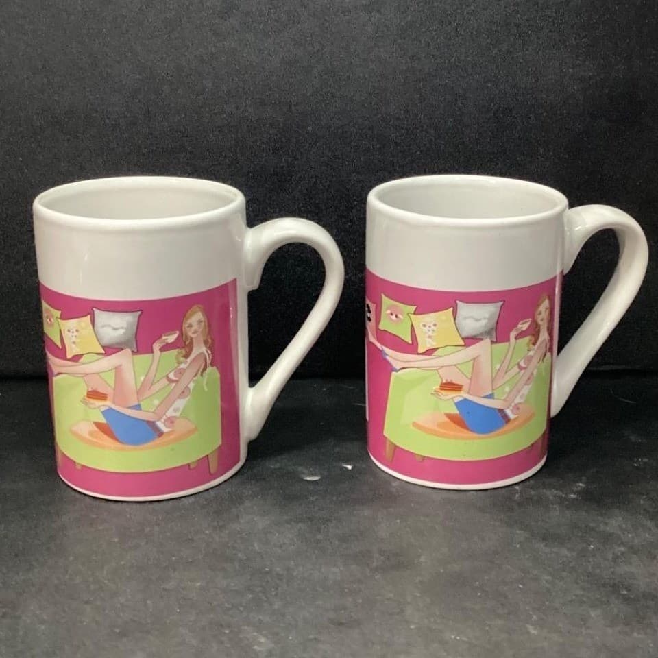 Royal Norfolk Girl Time Coffee Cups, Set of 2, Vintage Inspired Mugs, Drinkware - Thumbnail 2