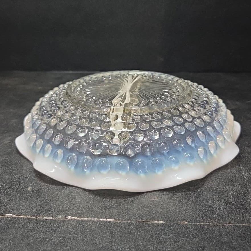 Anchor Hocking Moonstone Divided Dish, Vintage Clear to White Hobnail Bowl Decor - Thumbnail 8