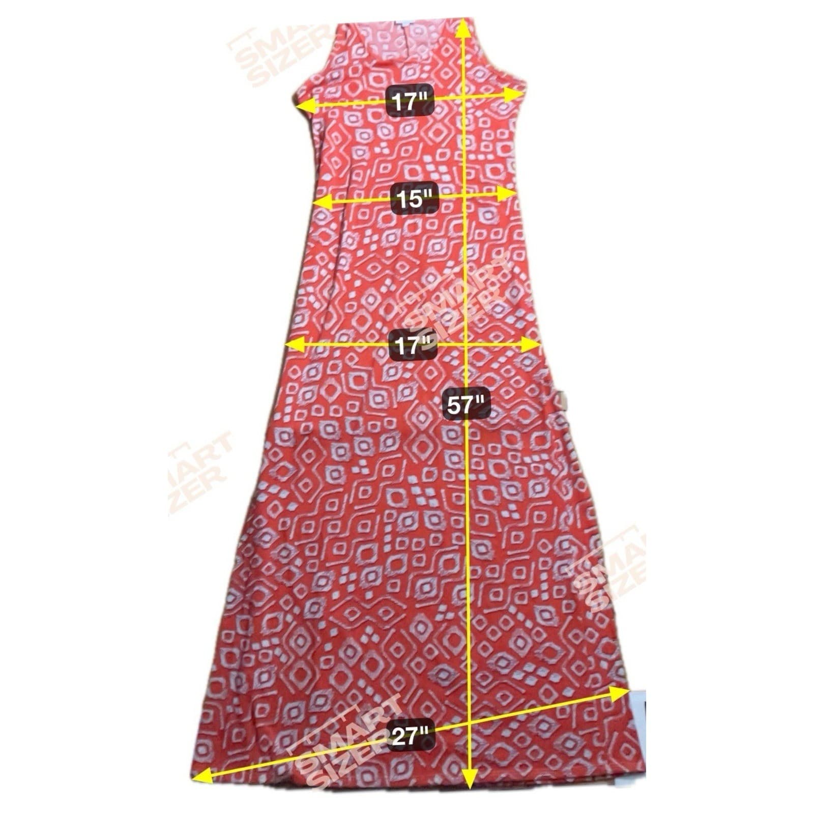 LuLaRoe Maria Maxi Dress, Orange White Geometric Diamond Tank Scoop, Women's L - Thumbnail 2