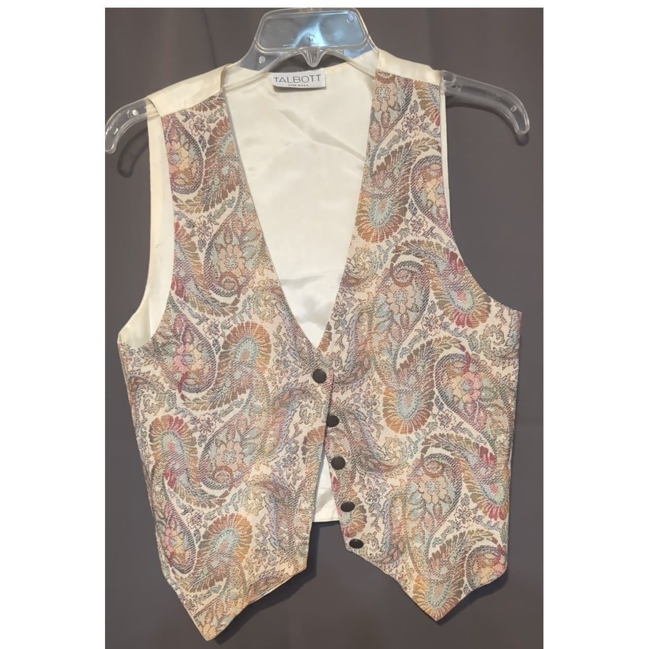 Talbott Vintage Paisley Tapestry Vest, Women's Small, Cotton Blend, Made in USA - Thumbnail 3