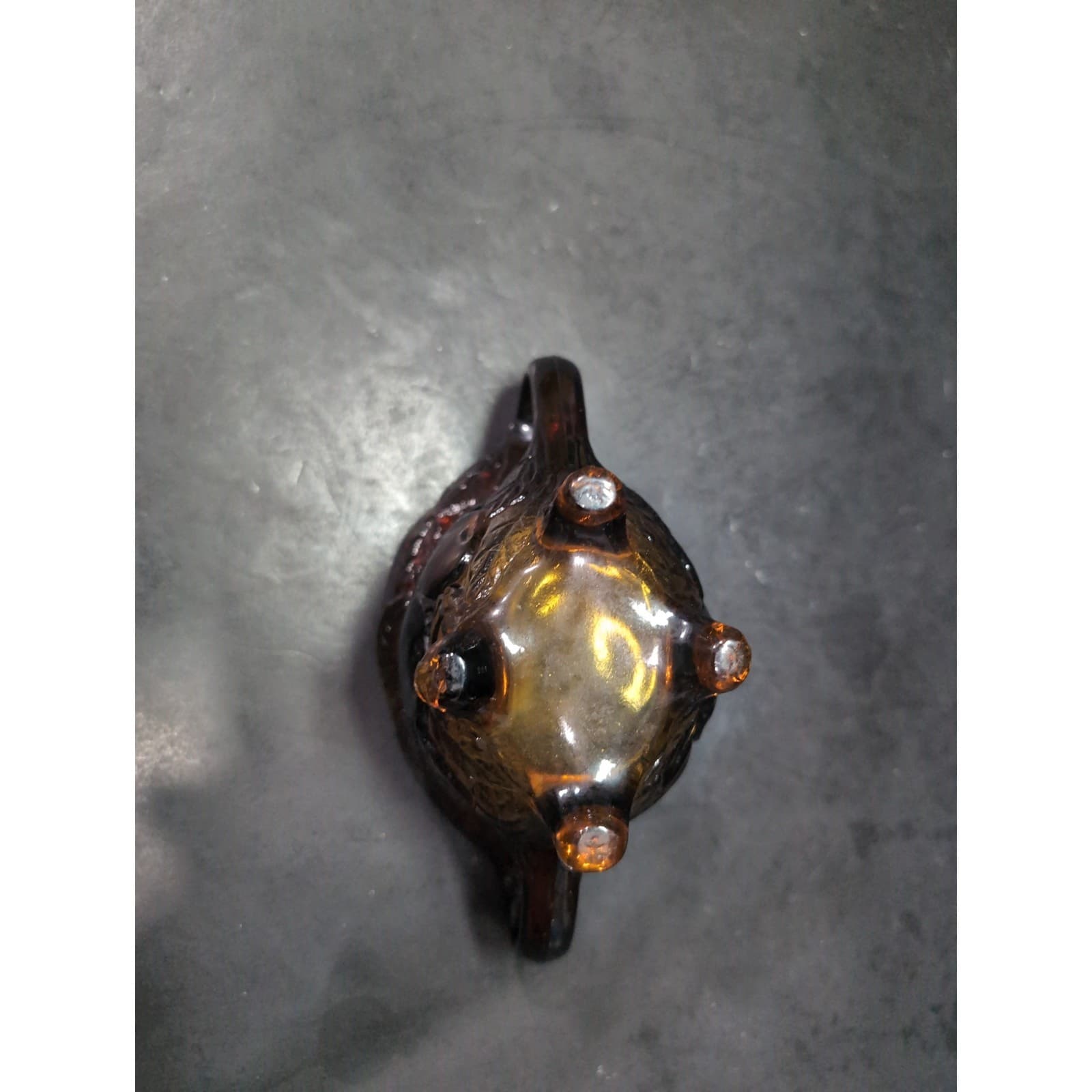 Tiara Glass 'Burnt Honey' Amber Sugar Bowl with Pears, Footed Design, Vintage - Thumbnail 7