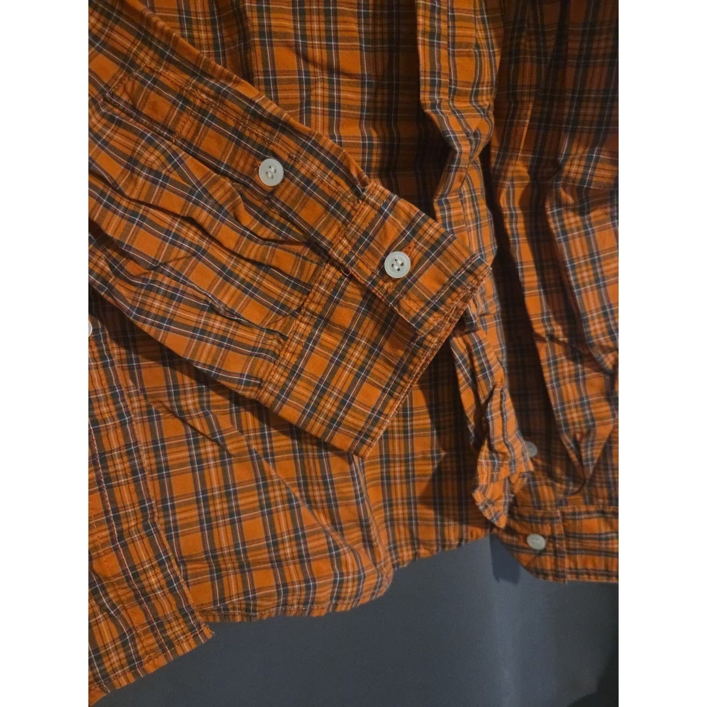 Mountain Lake Orange Plaid Button Down, 100% Cotton Long Sleeve Shirt Women's XL - Thumbnail 8