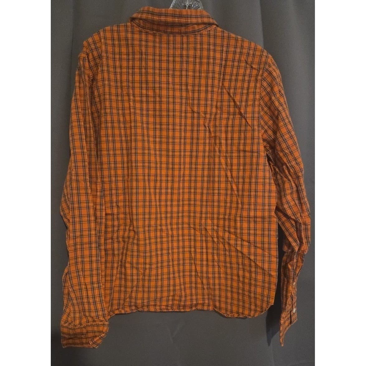 Mountain Lake Orange Plaid Button Down, 100% Cotton Long Sleeve Shirt Women's XL - Thumbnail 4