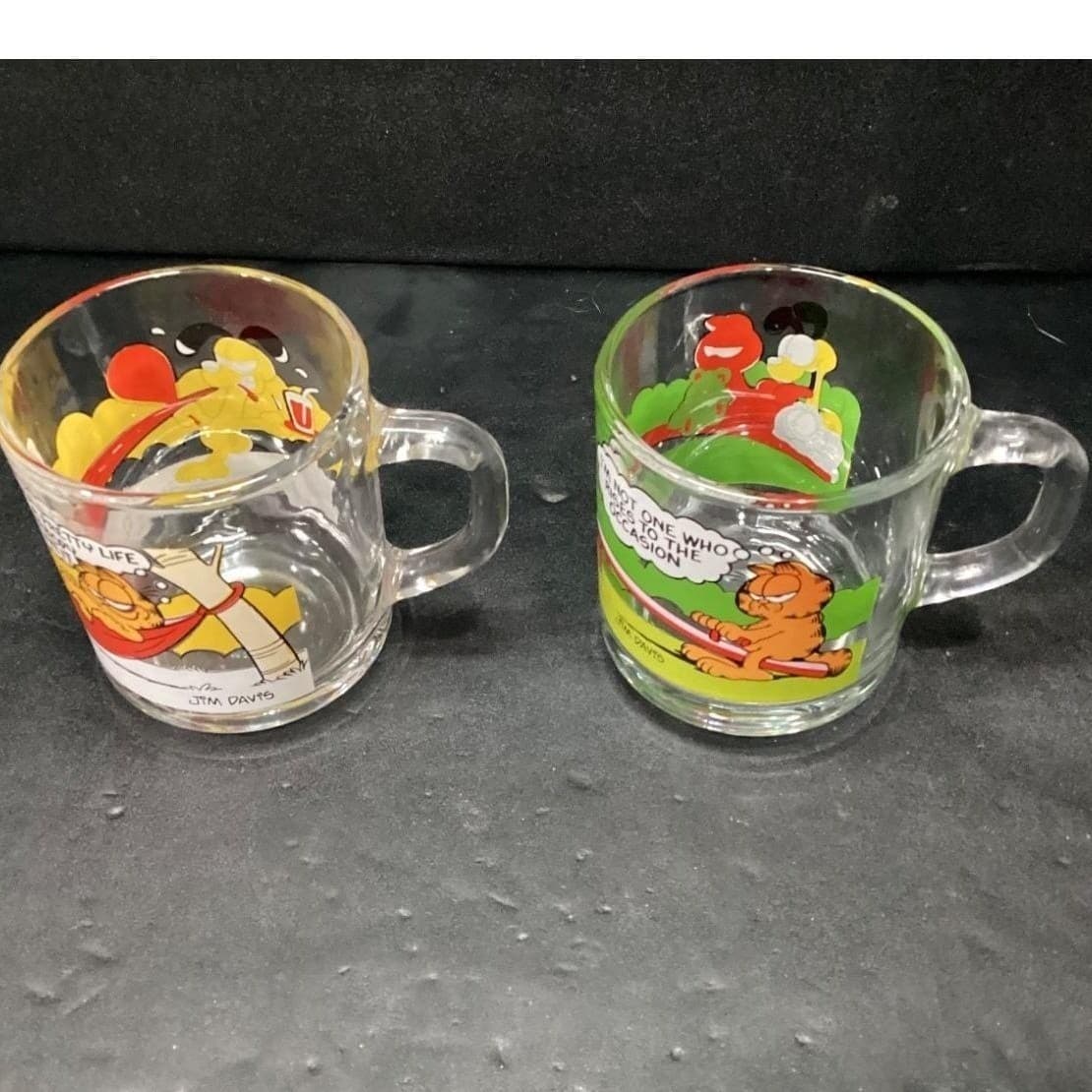 McDonalds Garfield Odie Cups, Set of 2, Vintage Jim Davis Glass Mugs, Drinkware - Thumbnail 6