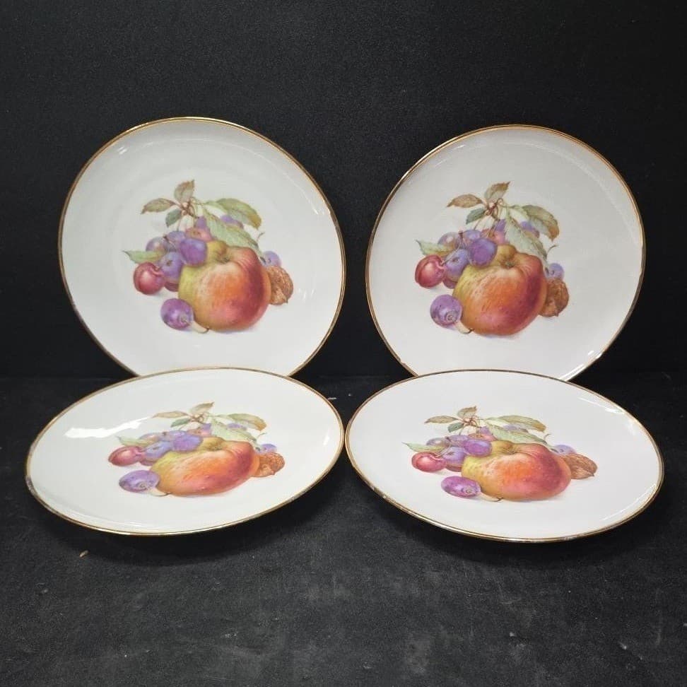 Schumann Arzberg Fruit Design Luncheon Plates, Set Of 4, Bavaria Germany China - Thumbnail 2