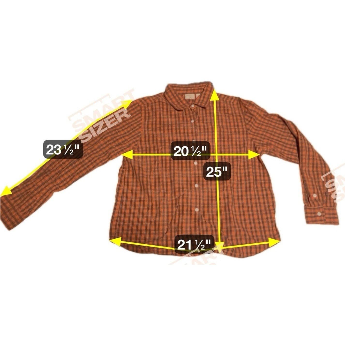 Mountain Lake Orange Plaid Button Down, 100% Cotton Long Sleeve Shirt Women's XL - Thumbnail 2