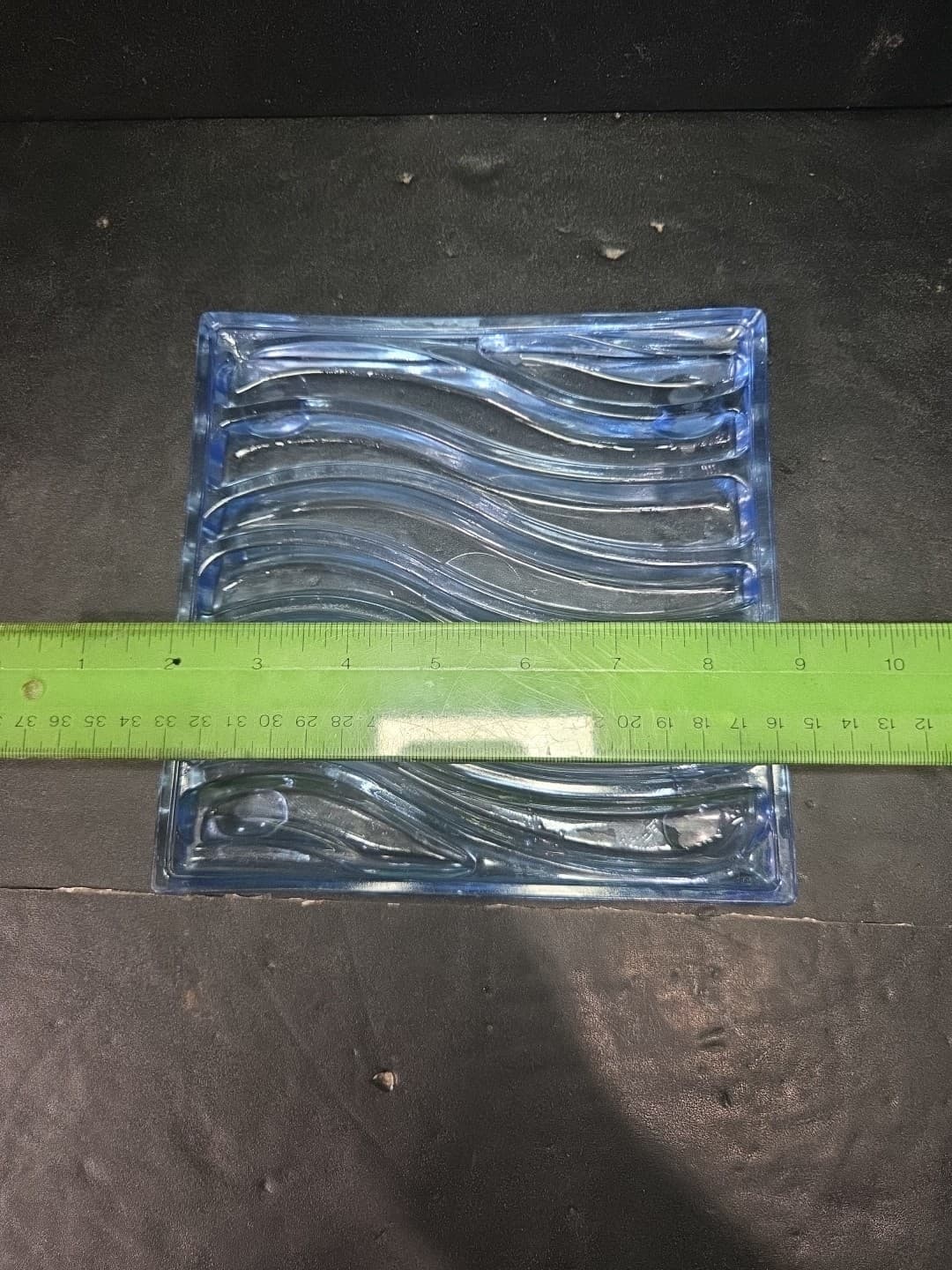 Art Glass Clear Blue Glass Pillar Stand Or Plate Wavy Art Deco * - Thumbnail 8