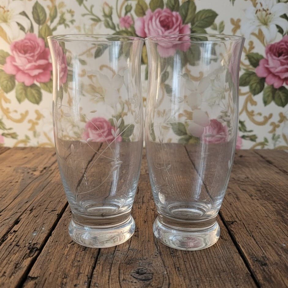 Princess House Heritage Cooler Glasses #6144, Set of 2, Vintage Crystal Tumblers