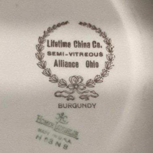 Vintage Homer Laughlin Lifetime China Burgundy 2 Magnolia Dinner Plates 10 1/4" - Thumbnail 4