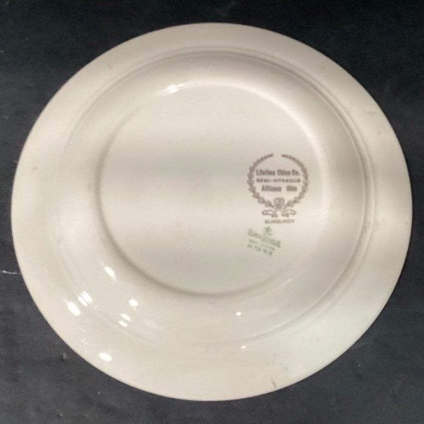 Vintage Homer Laughlin Lifetime China Burgundy 2 Magnolia Dinner Plates 10 1/4" - Thumbnail 5