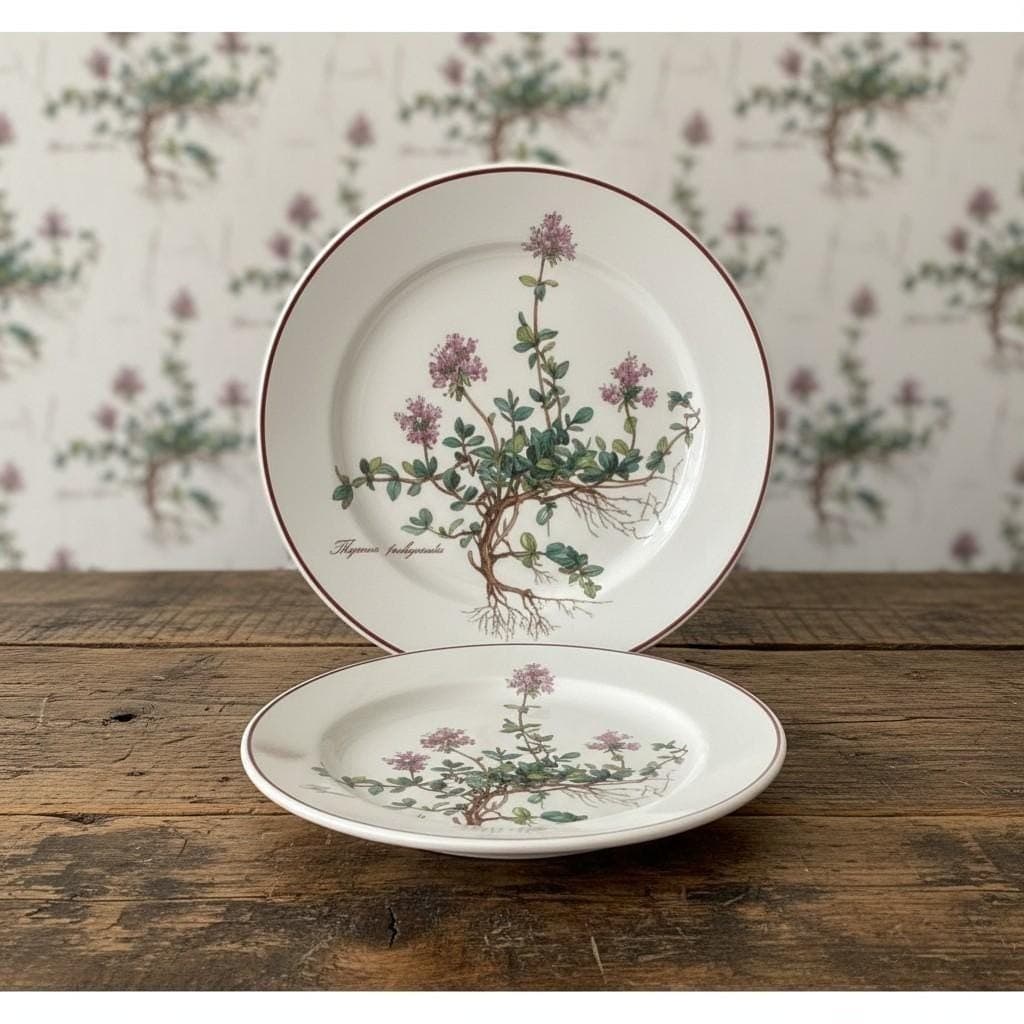 Villeroy & Boch Botanica Salad Plates, Set of 2, Thymus Pulegioides With Roots