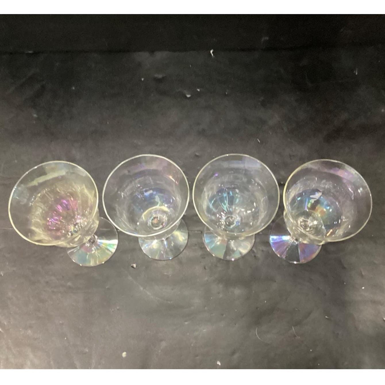 Fostoria Iridescent Wine Glasses, Set Of 4 Vintage Rainbow Sheen Luster Stemware - Thumbnail 8