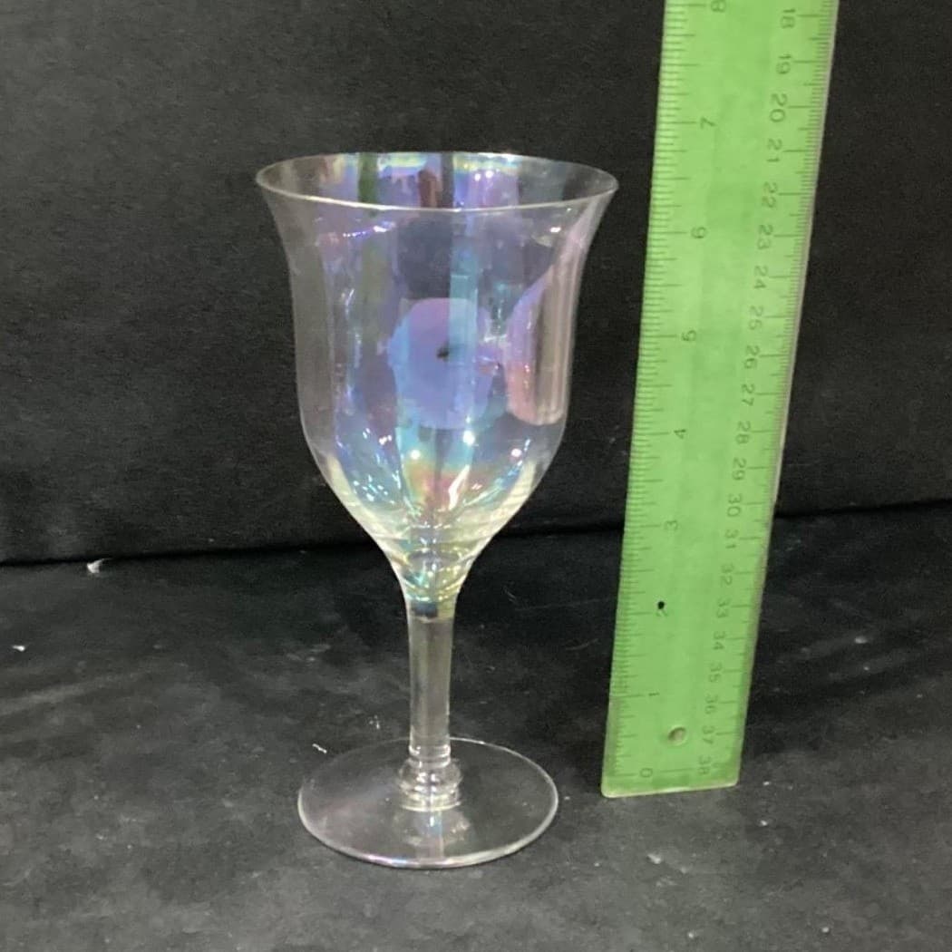 Fostoria Iridescent Wine Glasses, Set Of 4 Vintage Rainbow Sheen Luster Stemware - Thumbnail 10
