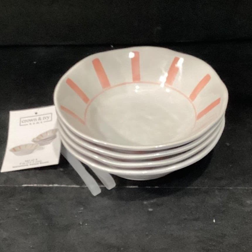 Crown & Ivy Home Melamine Cereal Bowls, Set Of 4, Vintage Inspired Dinnerware - Thumbnail 7
