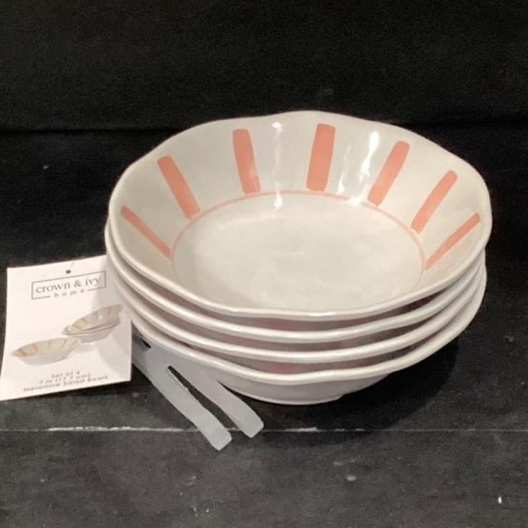 Crown & Ivy Home Melamine Cereal Bowls, Set Of 4, Vintage Inspired Dinnerware - Thumbnail 8