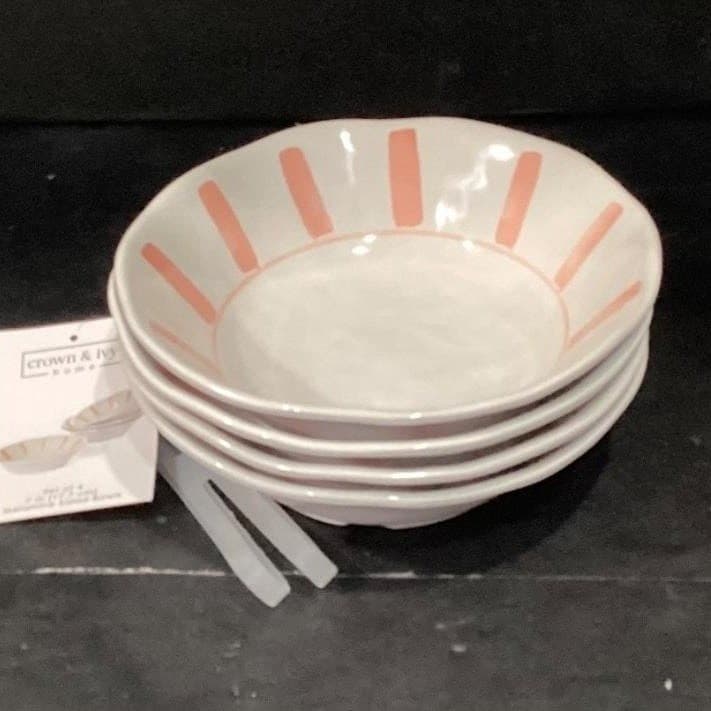 Crown & Ivy Home Melamine Cereal Bowls, Set Of 4, Vintage Inspired Dinnerware - Thumbnail 9