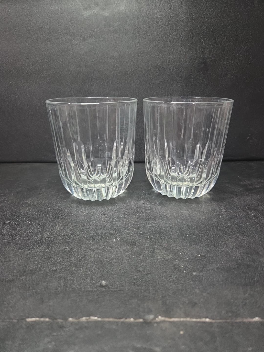 Cristal d'Arques Durand Boulevard Pattern Double Old Fashion Glasses 4" Set Of 2