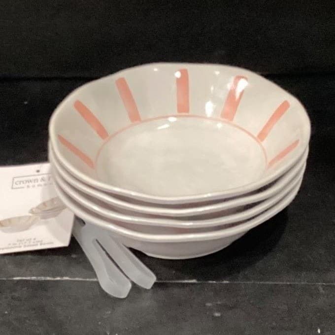 Crown & Ivy Home Melamine Cereal Bowls, Set Of 4, Vintage Inspired Dinnerware - Thumbnail 10