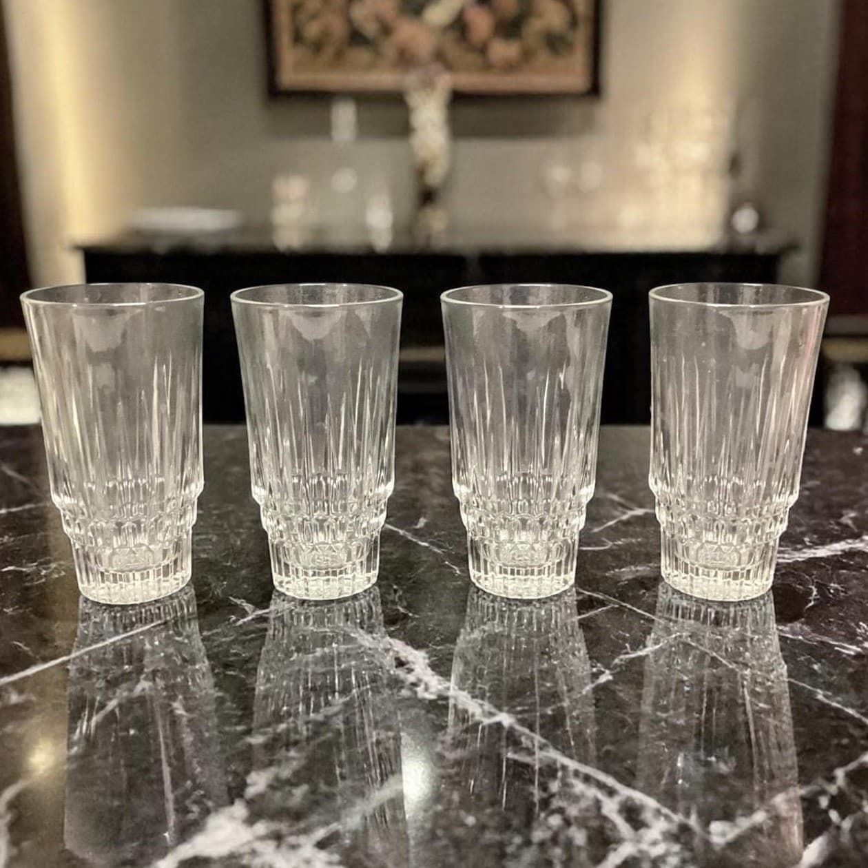 Trevi Italy Leaded Crystal Tumblers, Set Of 4, Vintage Heavy Glasses, Drinkware