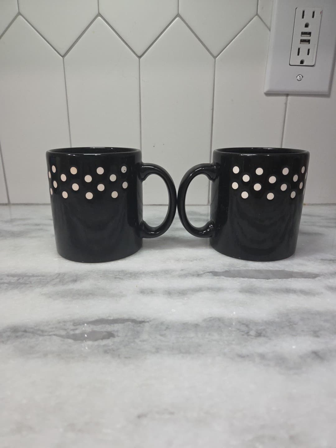 WAECHTERSBACK W Germany Black White Polka Dots Cups Mug Coffee 12oz Set Of 2 * - Thumbnail 3
